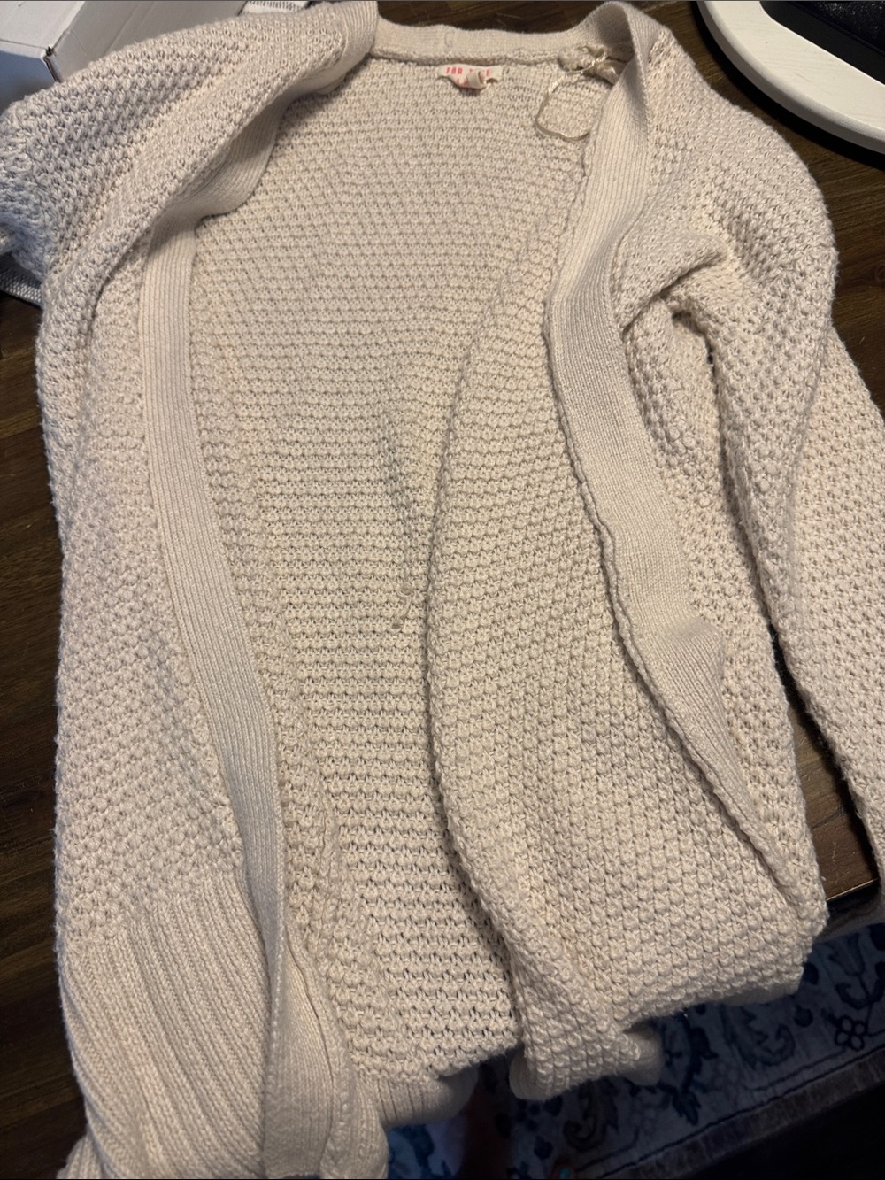 Free People Cream Open-Front Knit Cardigan